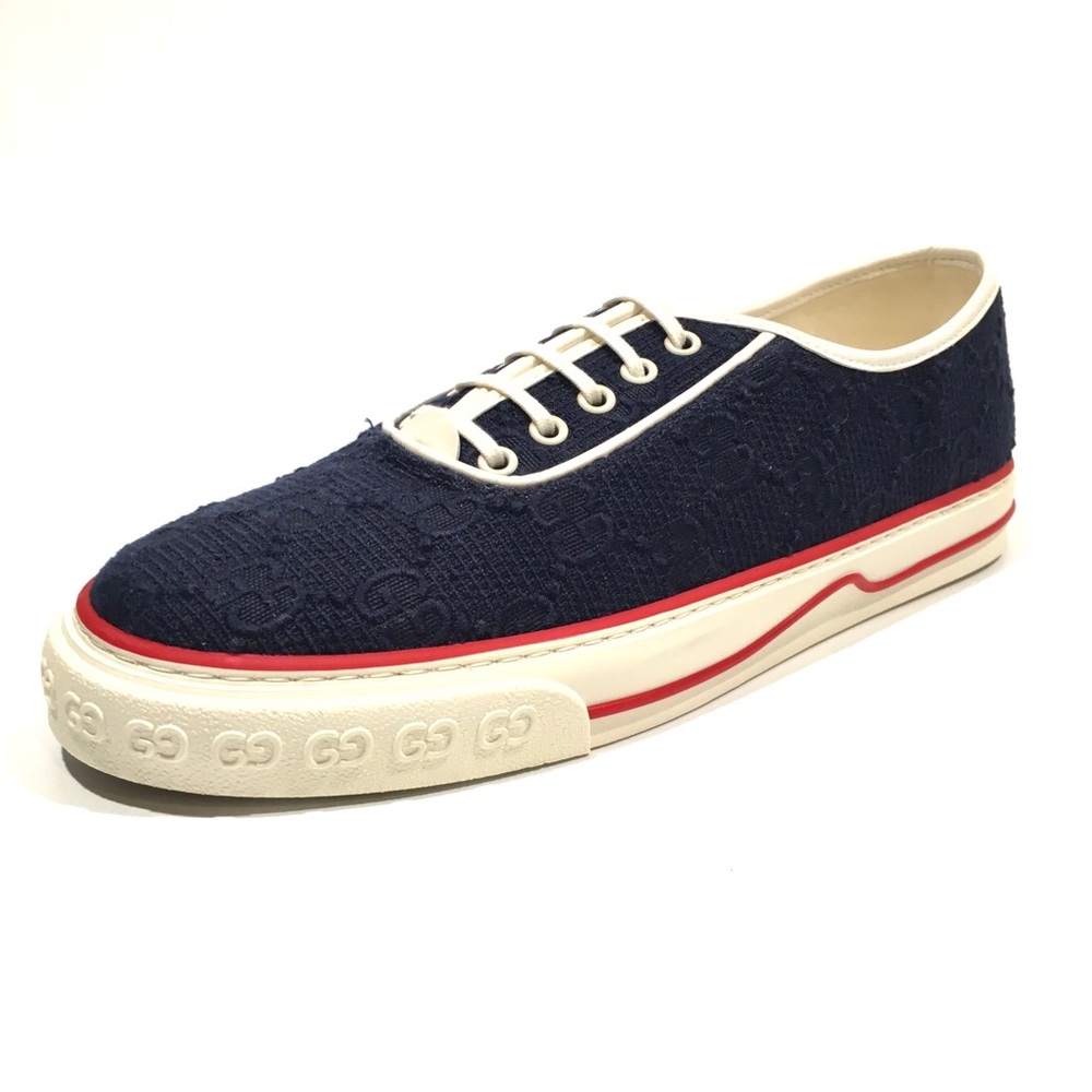 GUCCI EMBROIDERY GG SUPREME LOW TOP SNEAKER -NAVY BLUE -MEN’S US 8.5 -NEW
